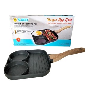 Wajan Panci Penggorengan Burger Egg Grill Pan 2 Lubang Pan Pancake Telur Burger Anti Lengket